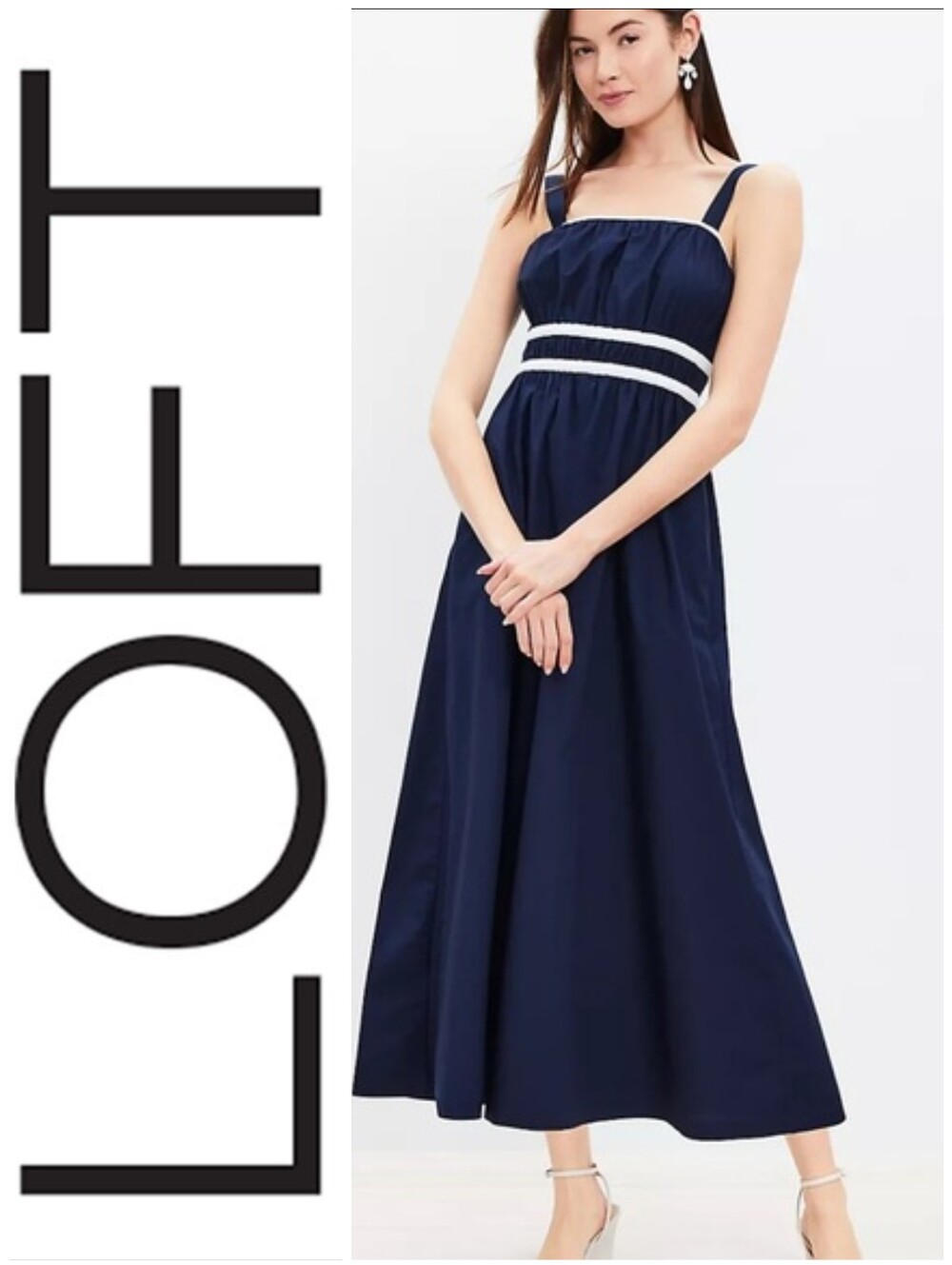 Poplin Shirred Maxi Dress